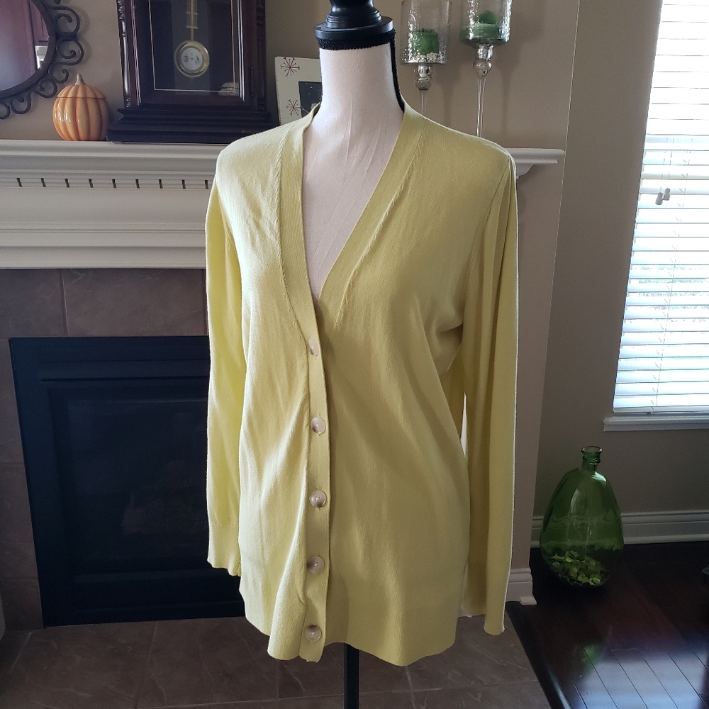 LOFT Pale Yellow Cardigan Large